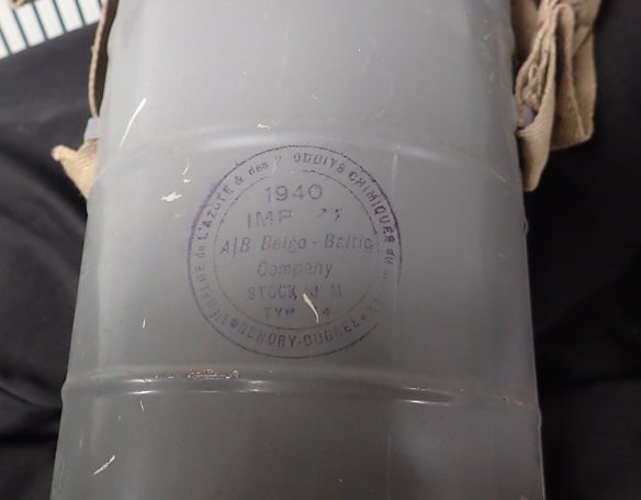 Belgian L.702 gas mask canister, surplus
