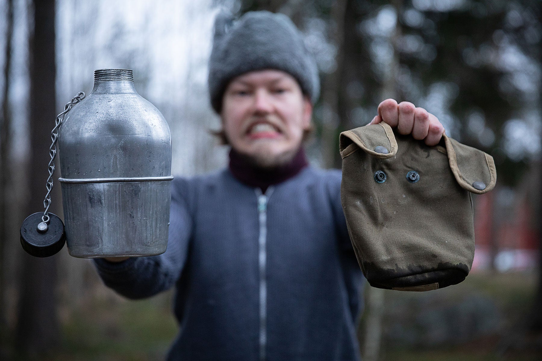 French M47 canteen with cup and pouch, used