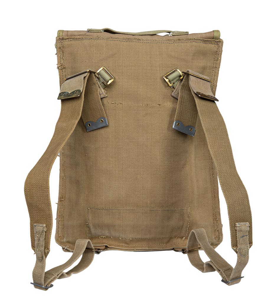 Danish Pattern 37 style pack, green/tan, with shoulder straps, surplus