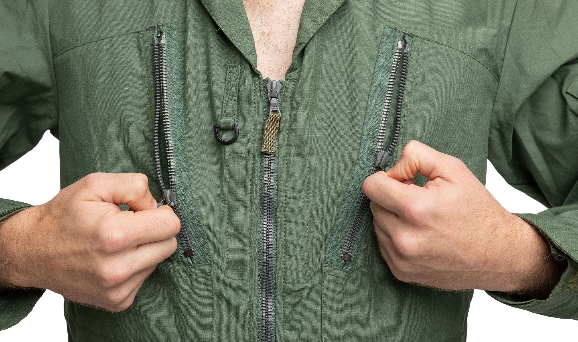 Large chest pockets with zippers.