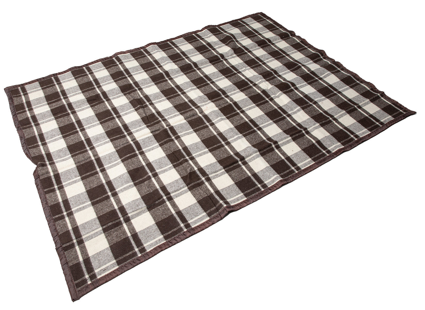 Romanian Blanket, White-Brown Tartan, Surplus