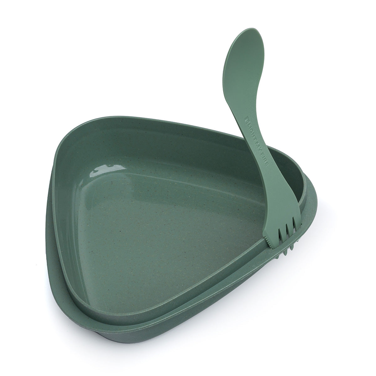 The deep plate features a slot for the spork.