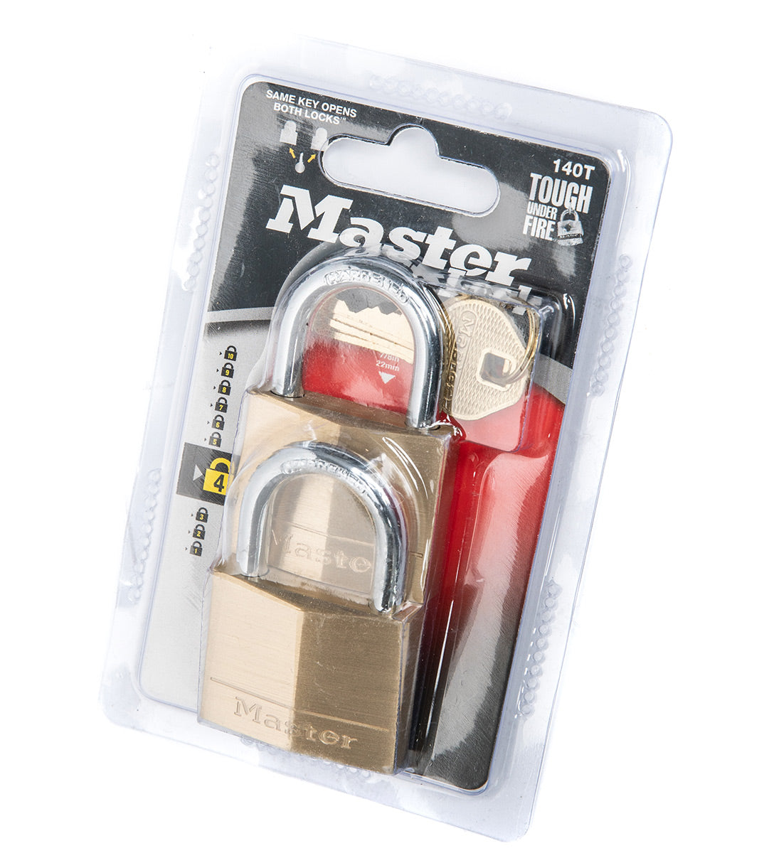 MasterLock 140T Lock, Brass, 2 Pack, Keyed Alike