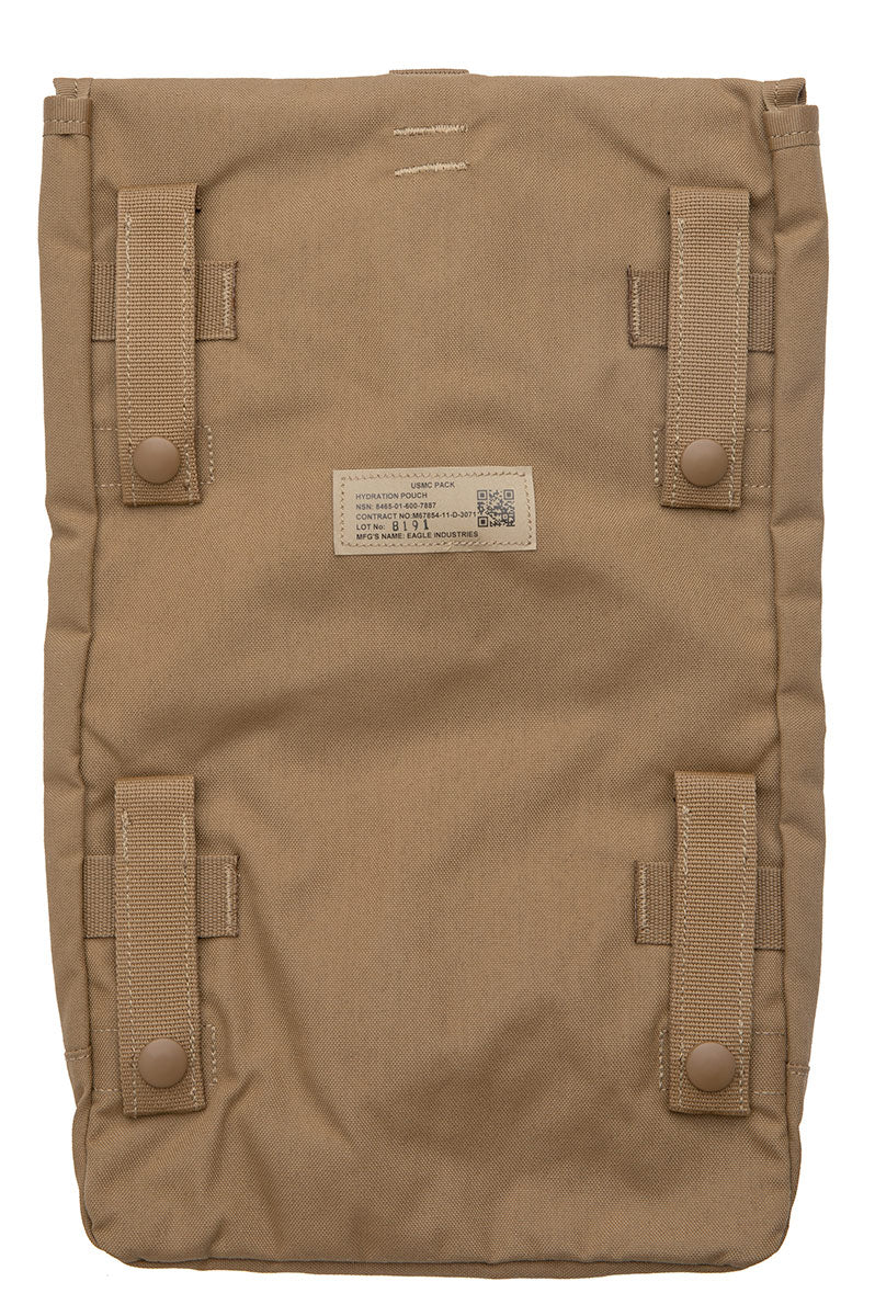 You'll need six columns (four empty ones between the straps) and at least five rows for mounting the pouch properly.
