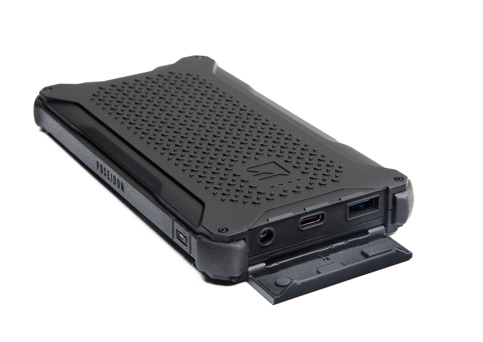 The USB-A and USB-C ports and the flashlight are found underneath the sealed lid.