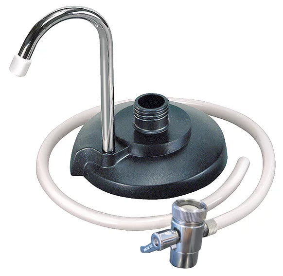 The Combi is equipped with the water tap kit that enables you to connect the filter to a tap in your kitchen; caravan; camper; or boat.