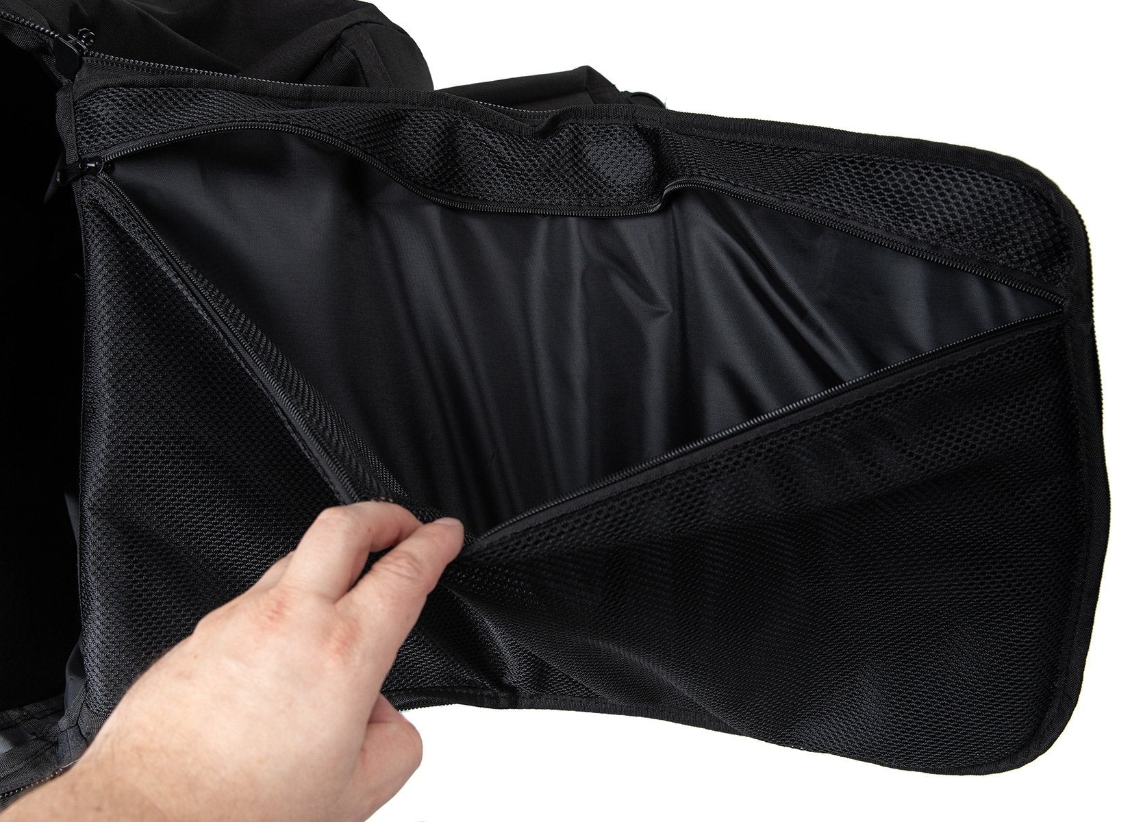 A flat; zippered pouch.