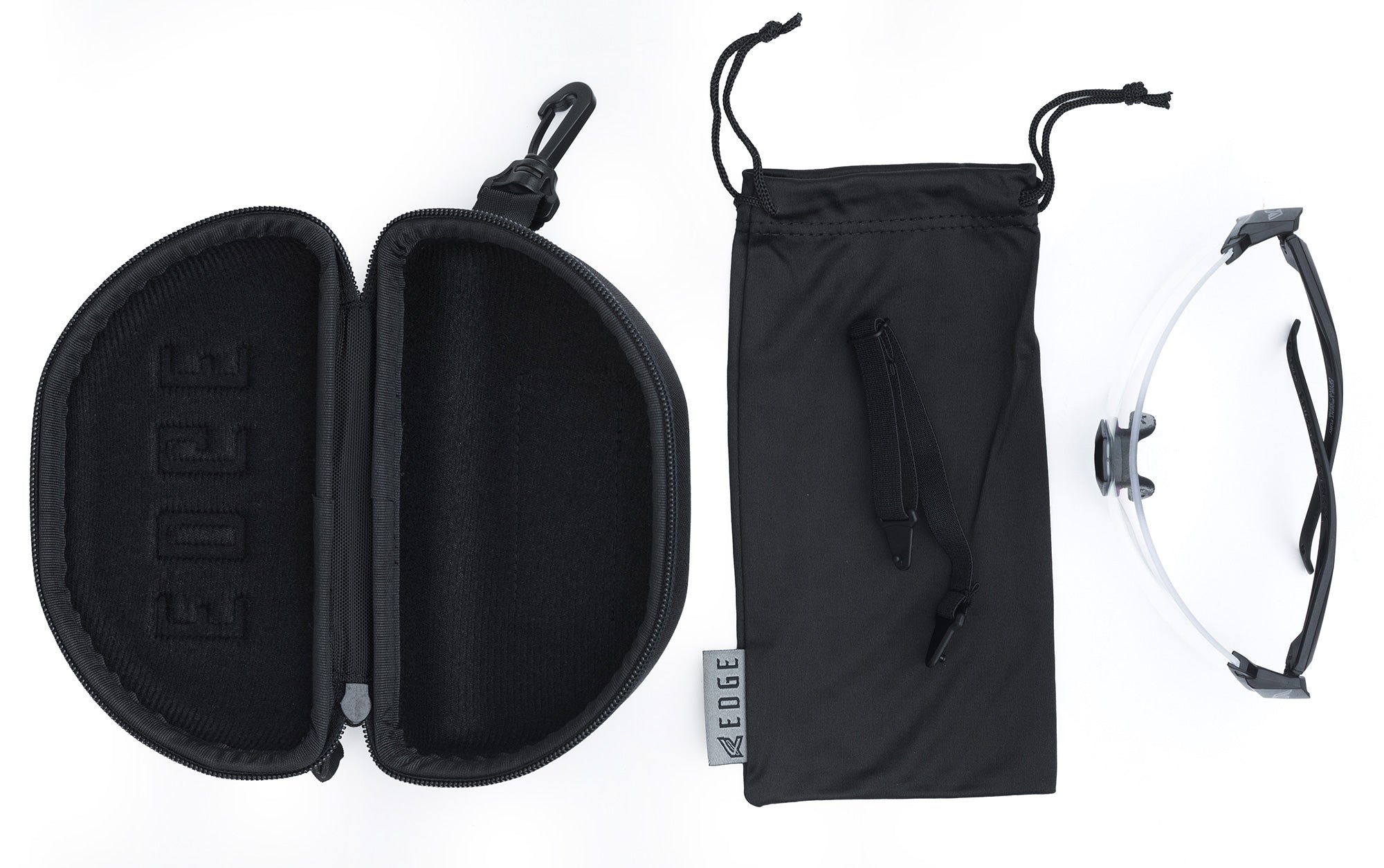 Included: Hard case; neckstrap; pouch; and the glasses.