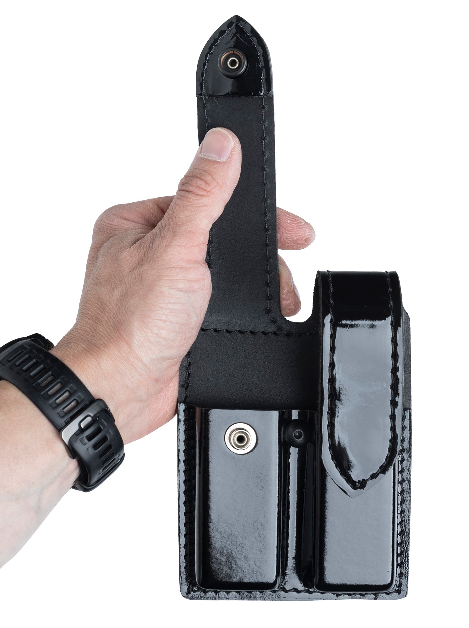 Safariland 77 Double Pistol Magazine Pouch, Size 3, High Gloss Black, Unissued