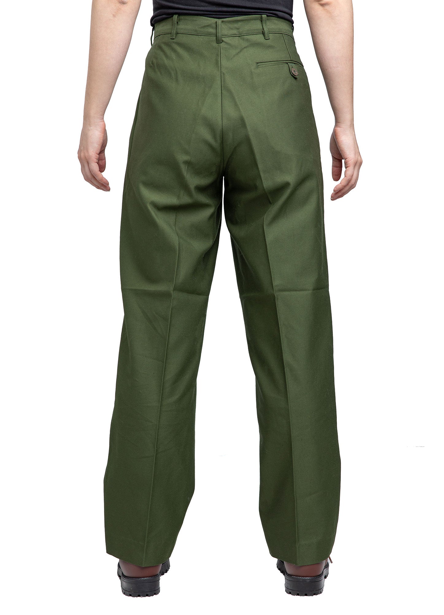 Green pants, backside view.