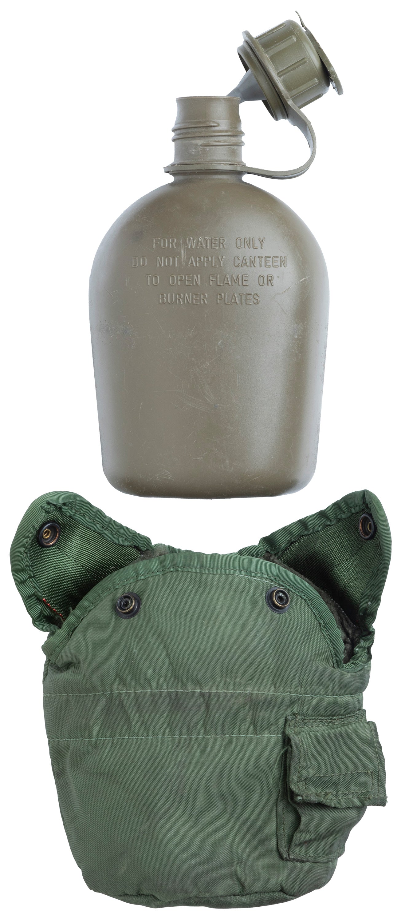 US 1 qt Canteen, with Pouch, Olive Drab, Surplus