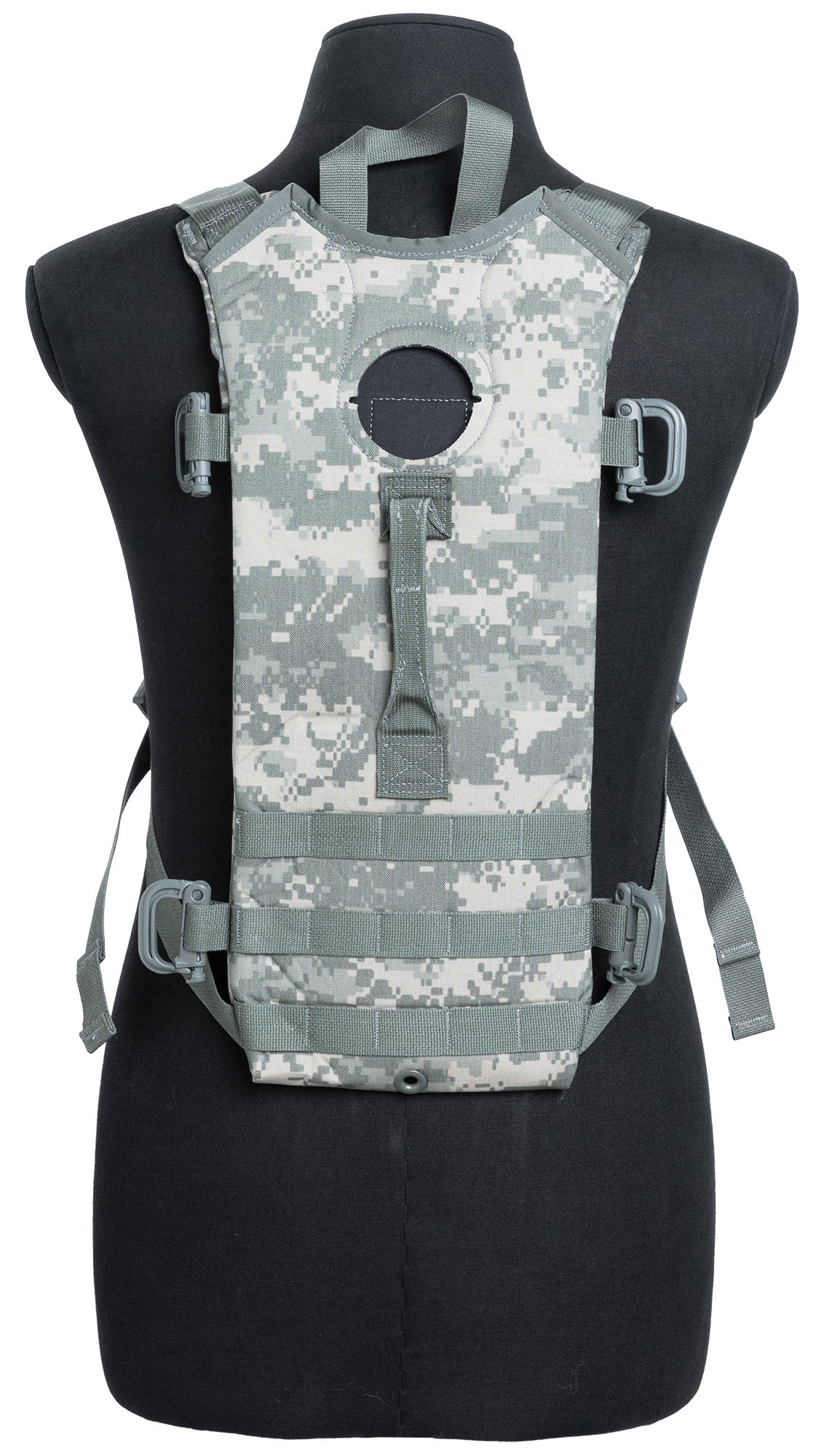 In the lower third of the pouch you have 3 x 5 PALS webbing for pouches and other additional gear. SO you can turn this into a compact daypack.