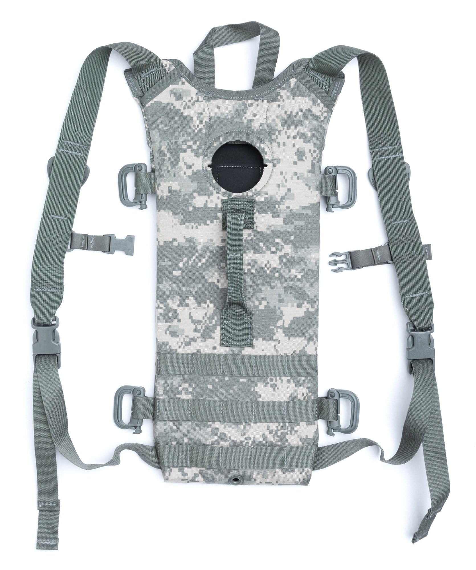 The pack has two straps for carrying it in your hand in vertical and horizontal positions