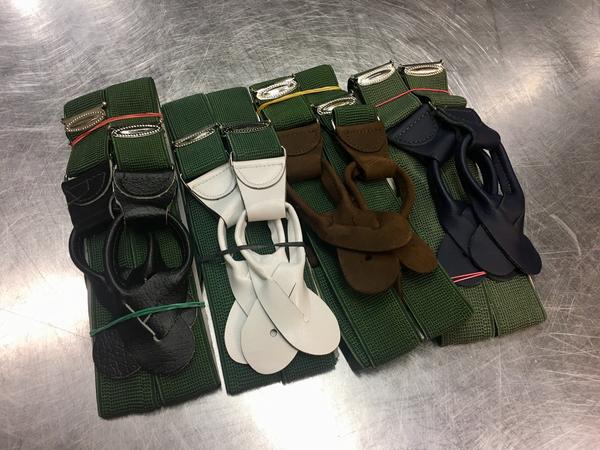 Czechoslovakian trouser braces, green, surplus