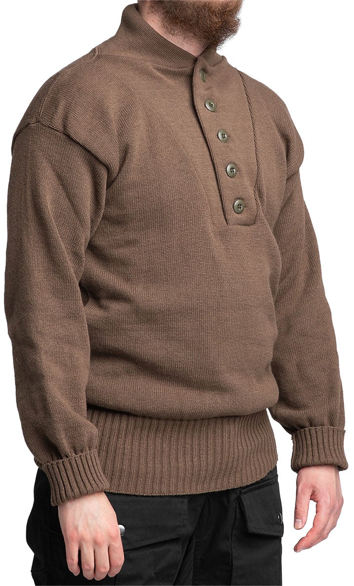 US 5-Button Sweater, OD Brown