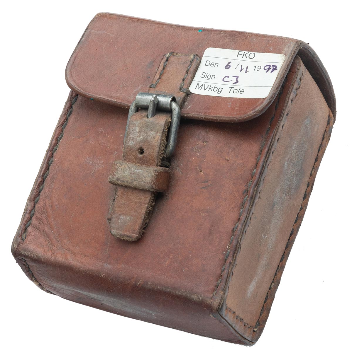 Swedish number scroll for field telephone, with leather case, surplus