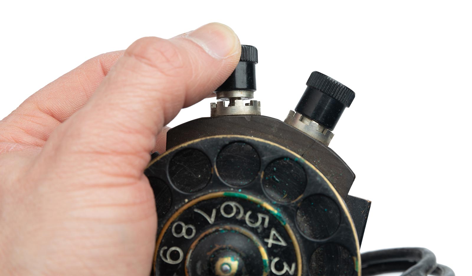 Swedish number scroll for field telephone, with leather case, surplus