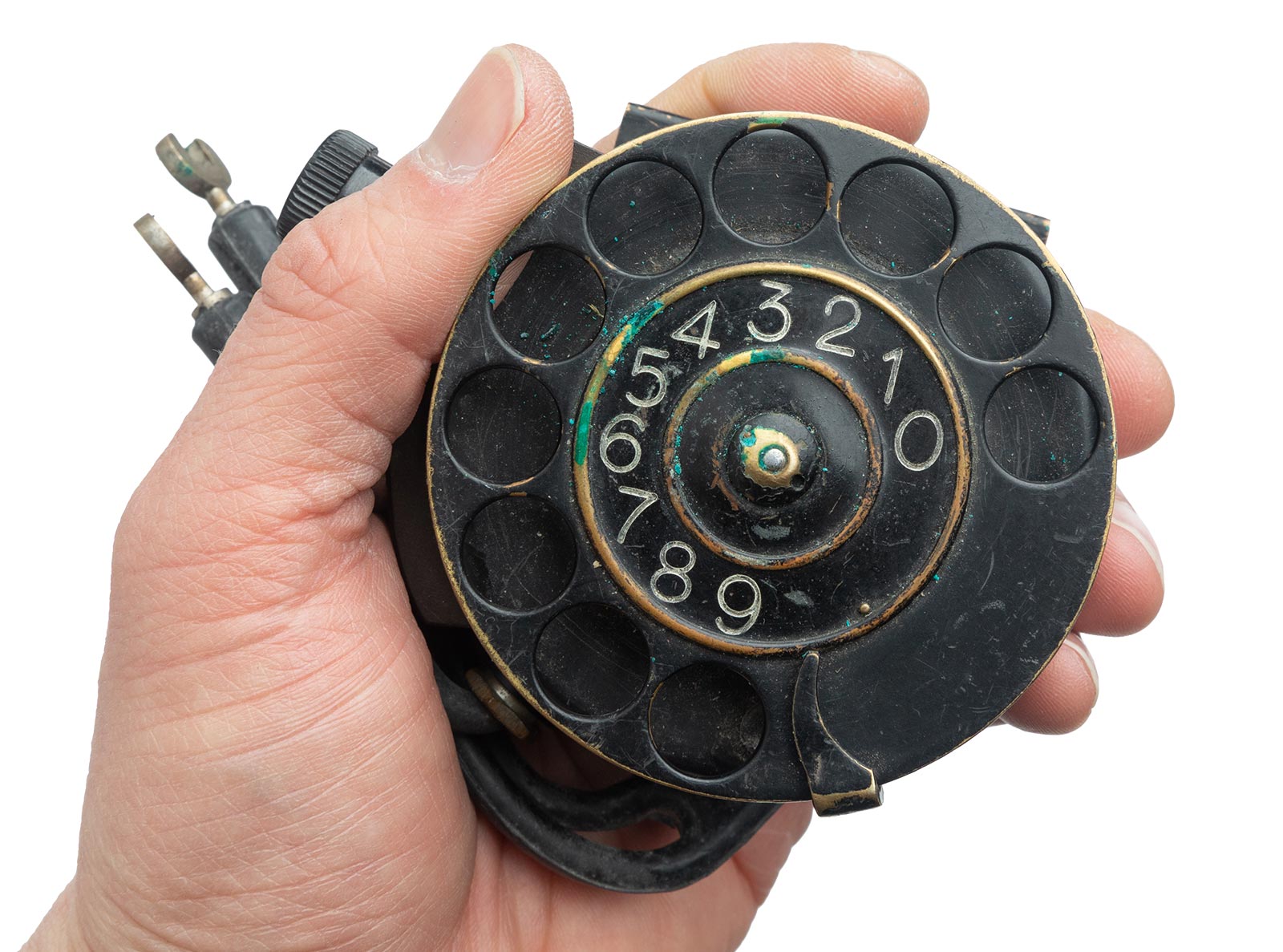 Swedish number scroll for field telephone, with leather case, surplus