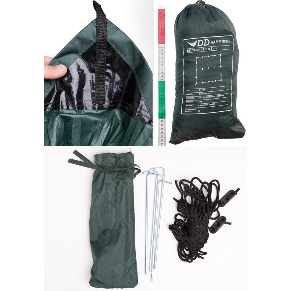 DD Hammocks 3x3 Tarp, Olive Green