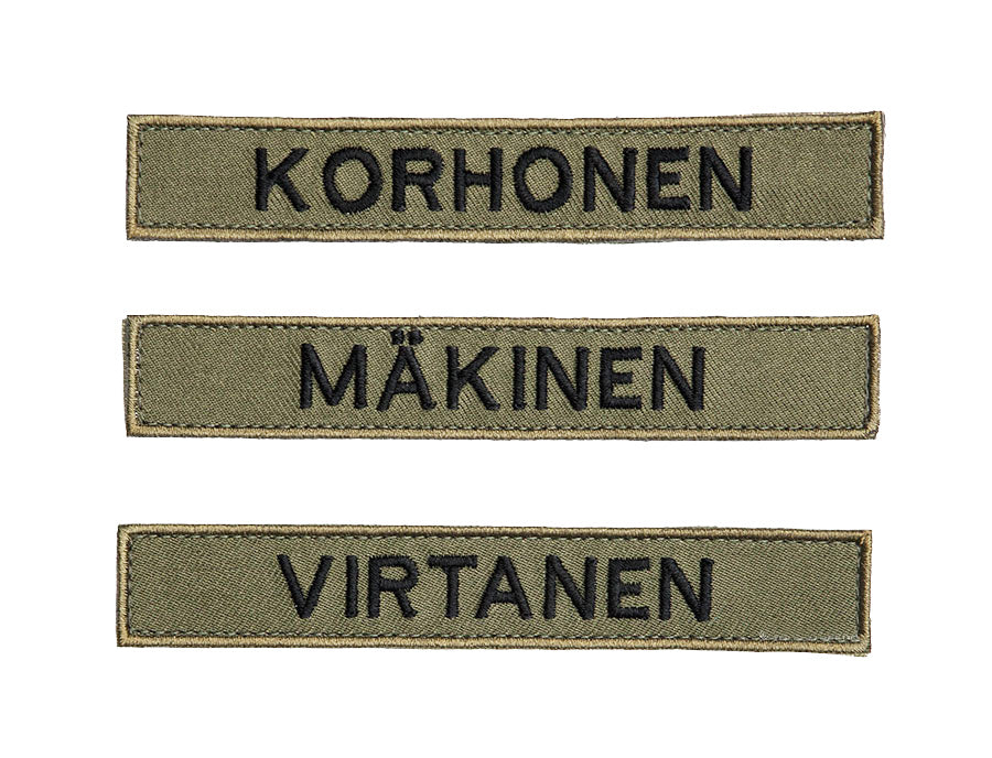 Varusteleka M05 name tag, common names