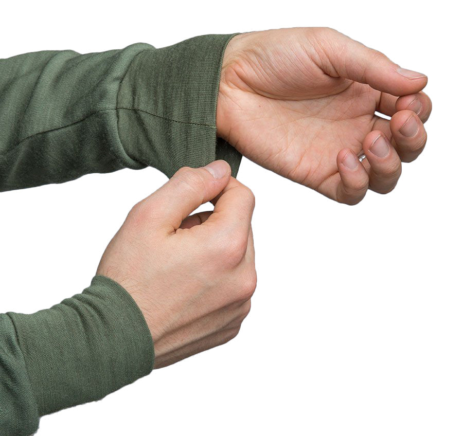 The snug fitting cuffs are made from a thinner merino wool blend.