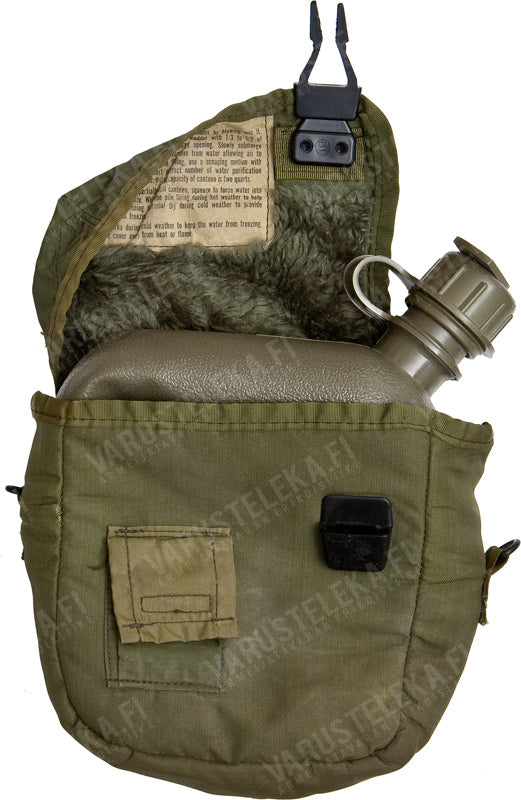 US 2 qt Canteen, olive drab, with pouch, surplus