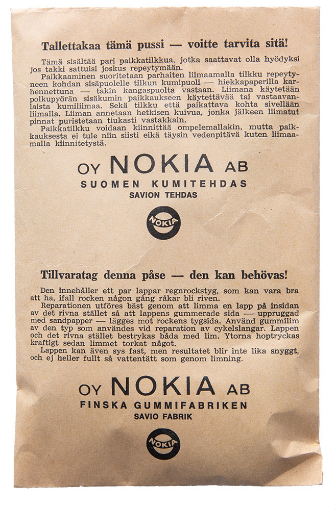 Nokia Regenmantel Flickzeug, Überschuss