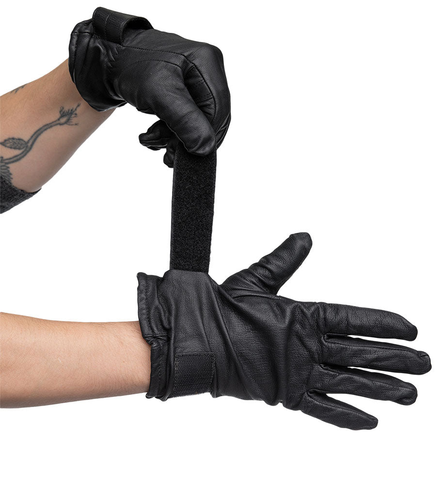 Austrian leather gloves, lined, surplus
