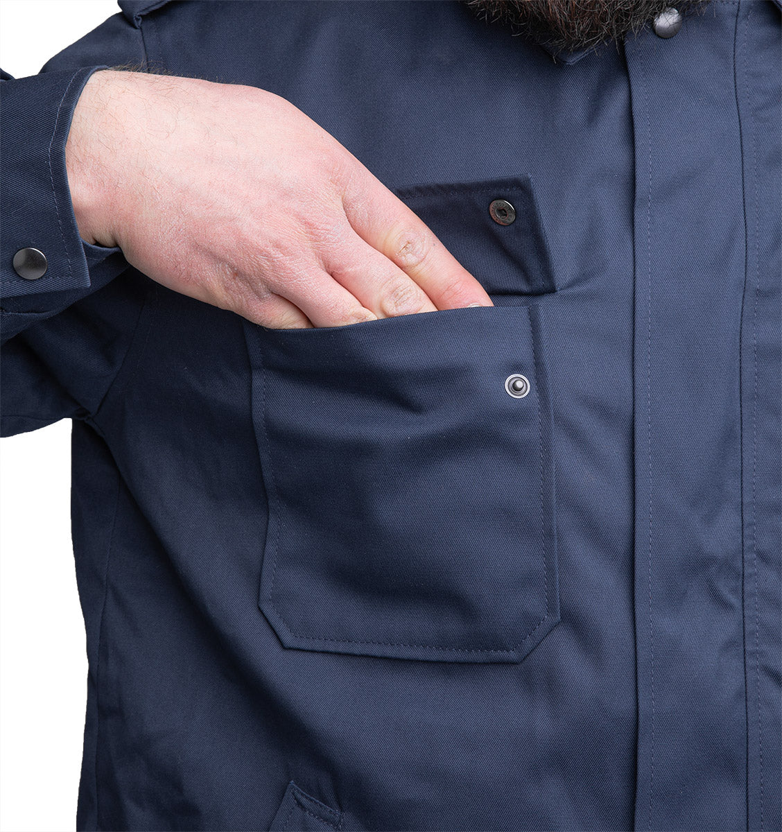 Niederländische Arbeitsjacke mit Innenfutter, Blau, Überschuss