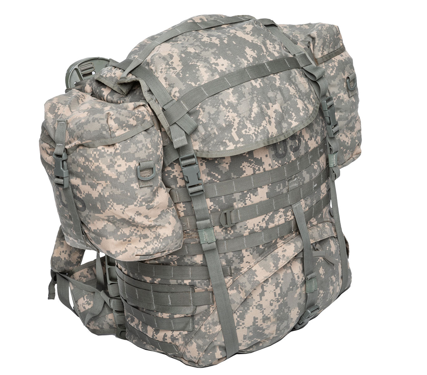 US MOLLE II rinkka rangalla ja sivutaskuilla, UCP, ylijäämä