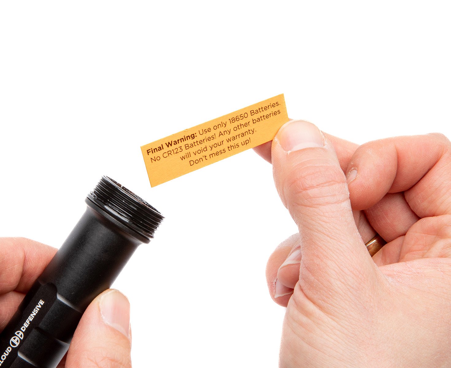 Use 18350 batteries only. (Full-size REIN pictured.)