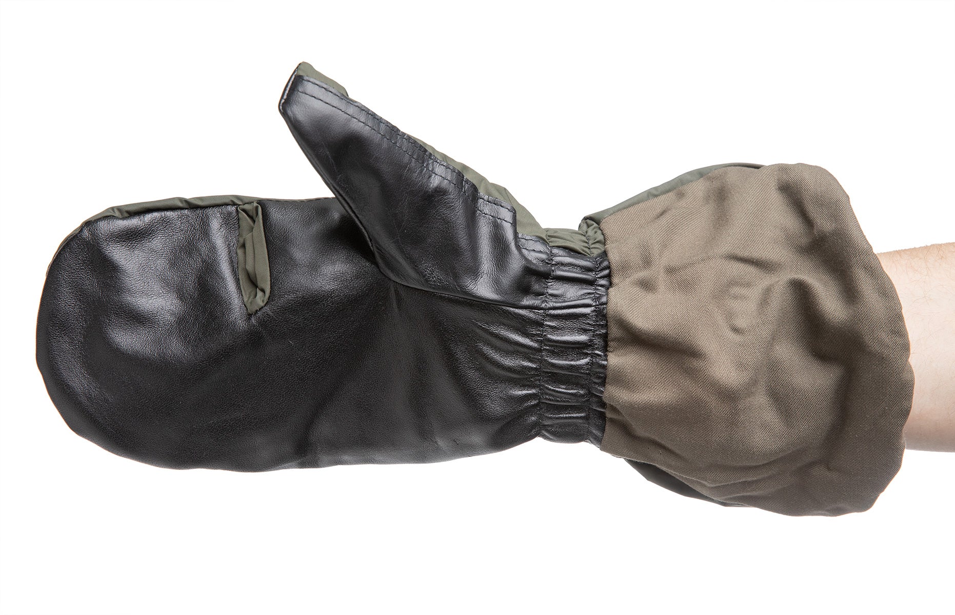 French Trigger Finger Mittens, Nylon and Leather, Surplus