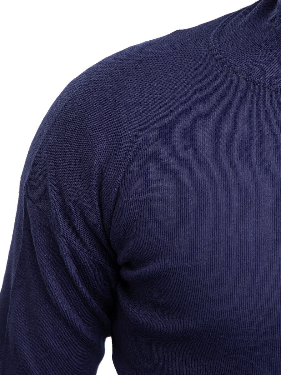 Italian Turtleneck Shirt, Cotton, Navy Blue, Surplus