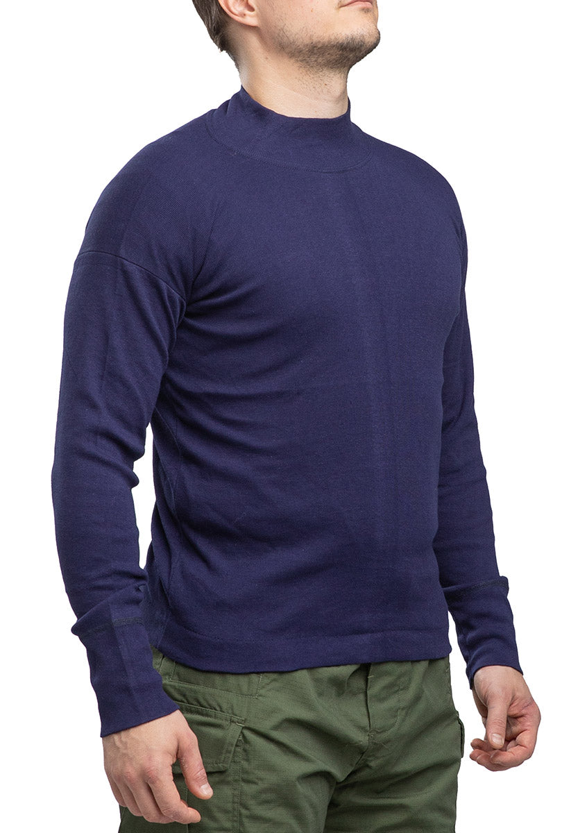 Italian Turtleneck Shirt, Cotton, Navy Blue, Surplus