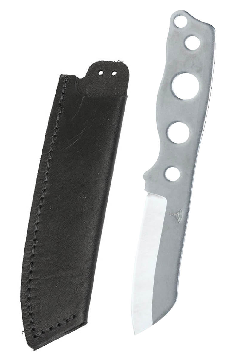 Varusteleka Skrama 80 ruostumaton teräs ruotokahvalla ja nahkatupella