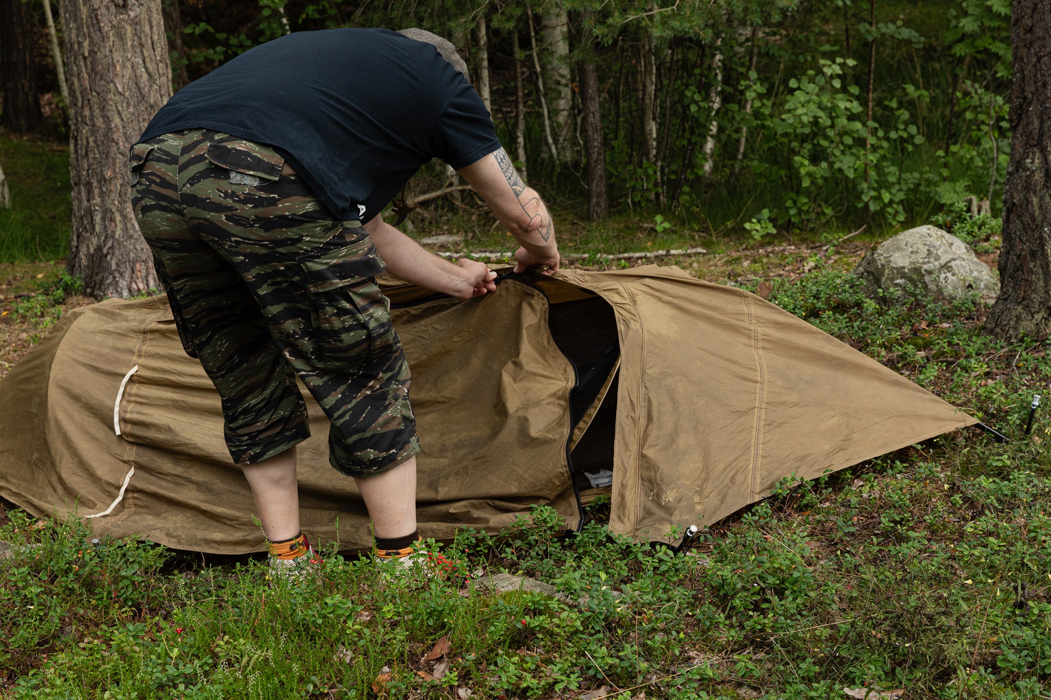 US Catoma PopUp BedNet w. Rain Fly , Coyote Brown, Surplus