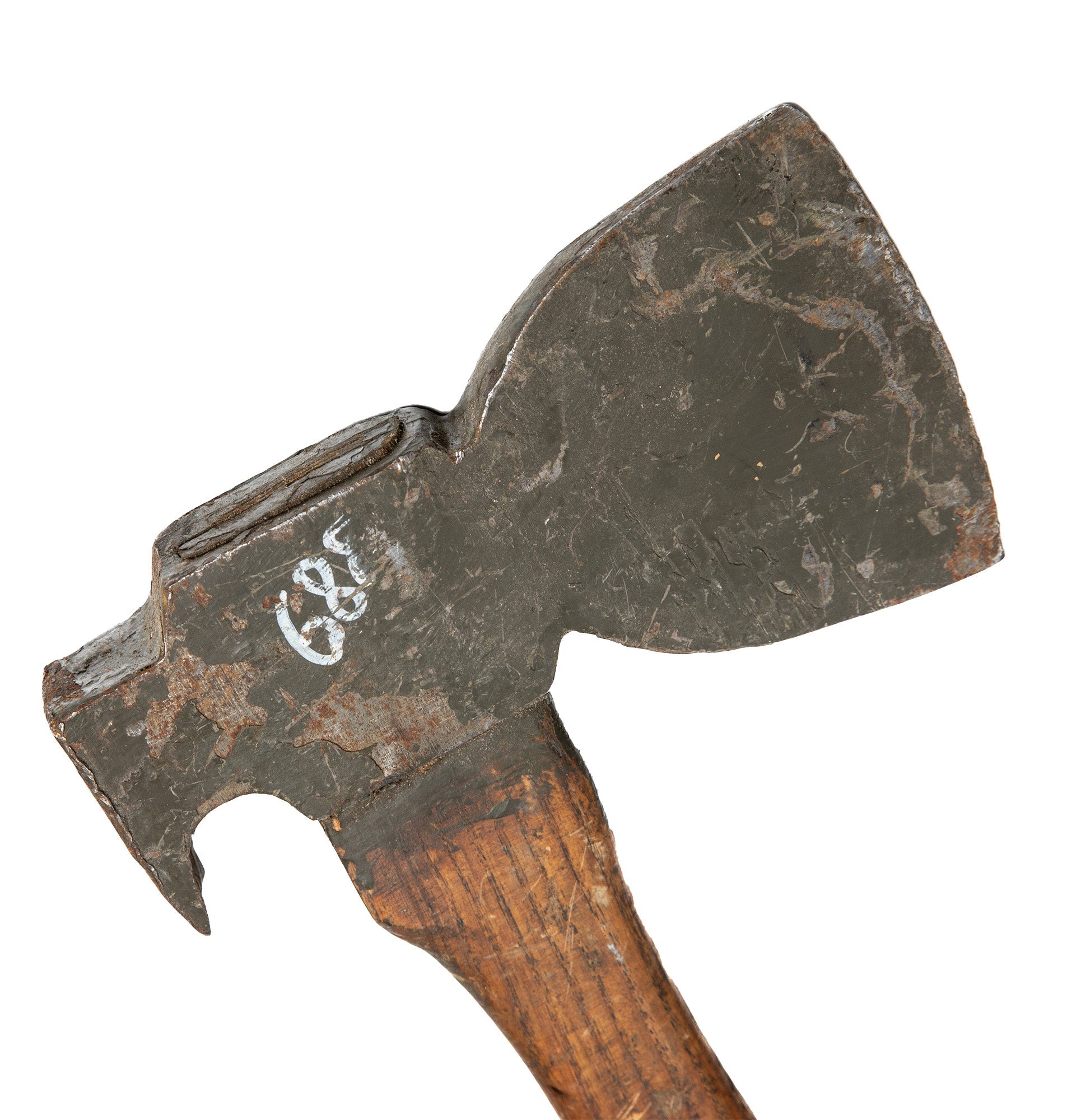 Closeup of the West German engineers' claw hatchet head from the right side.