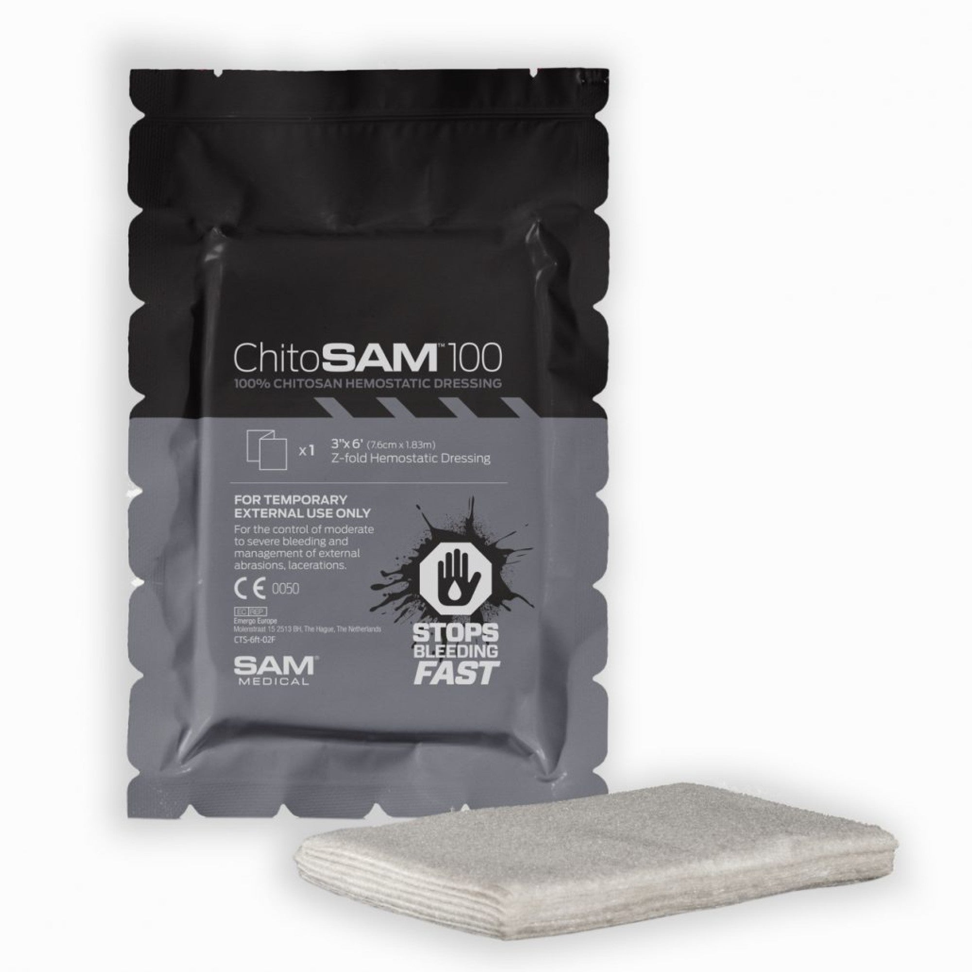 CVN ChitoSAM 100 hemostaattinen sidos, 3" x 6'