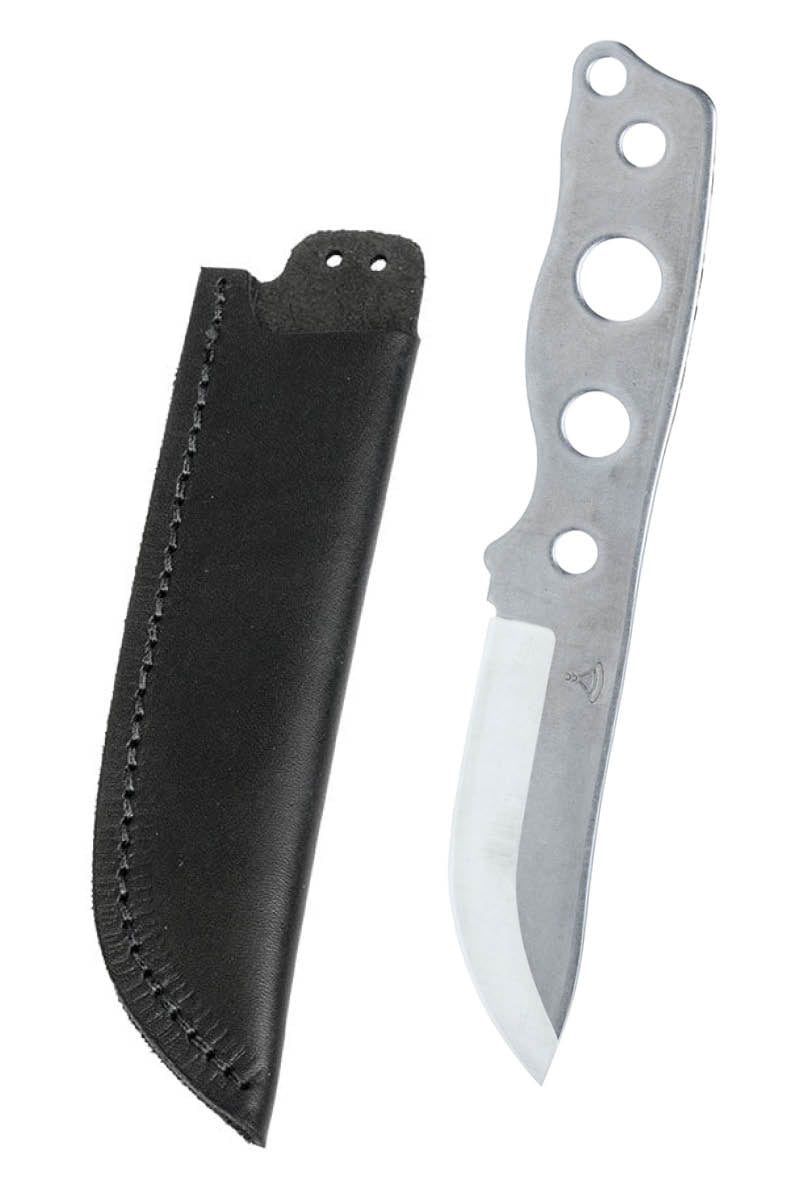 Varusteleka Jääkäripuukko 85 ruostumaton teräs ruotokahvalla ja nahkatupella