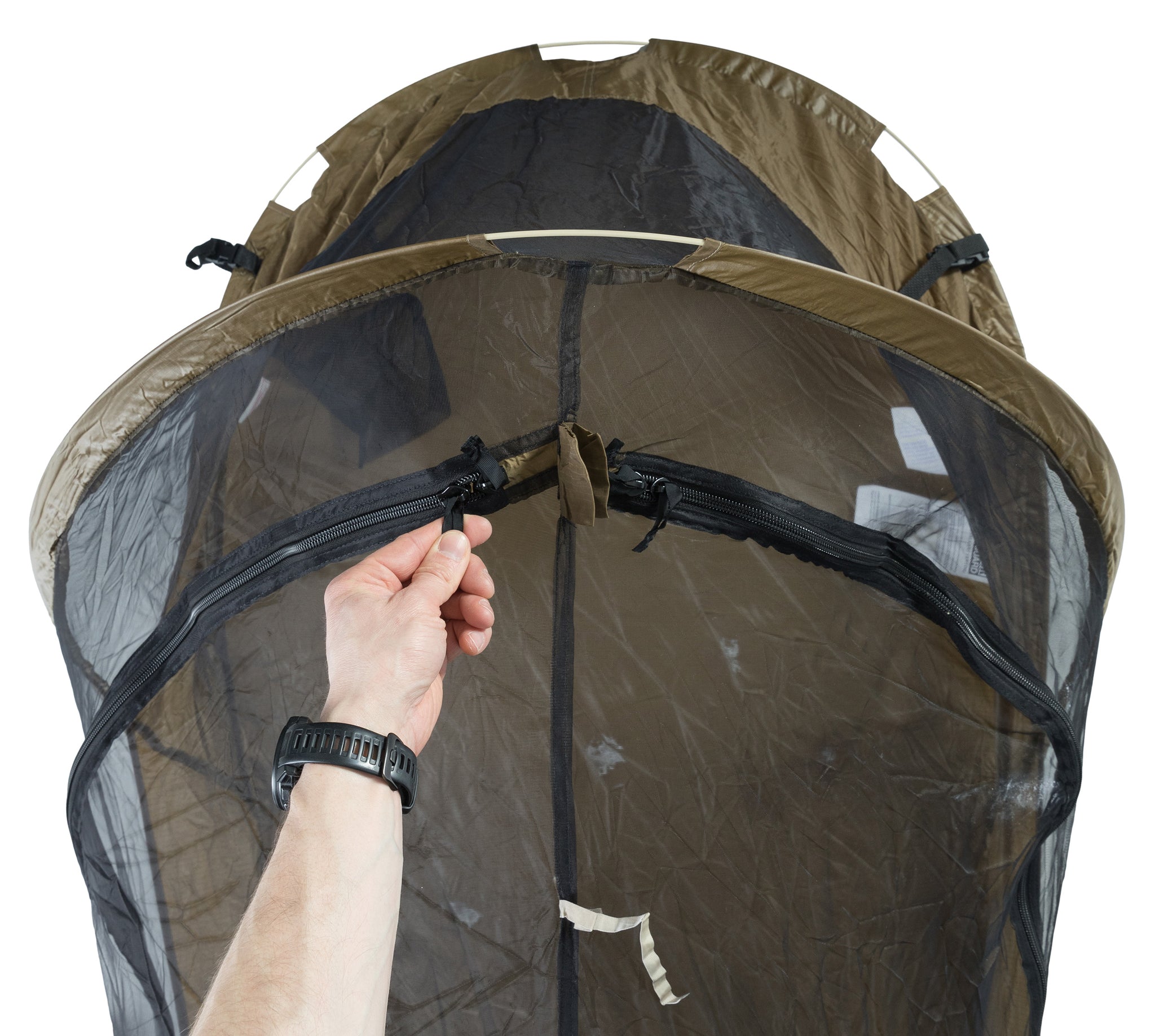 US Catoma PopUp BedNet w. Rain Fly , Coyote Brown, Surplus