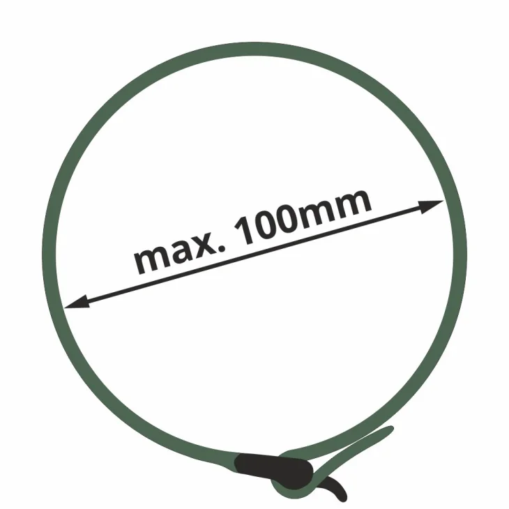 Without stretching, the 40 cm (16") length reaches around stuff with a diameter of 10 cm (4").