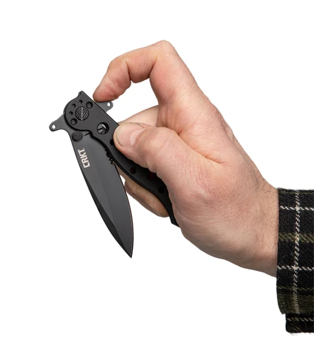  which is usually considered safer and sturdier than a liner lock. For quick blade deployment, there are dual Carson flippers that also function as a dual hilt, which is quite rare on folding knives.