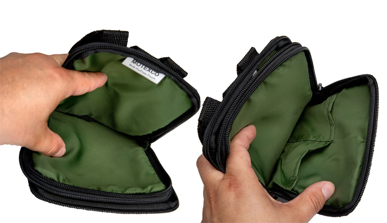 Two main compartments; one of them has two small open pockets inside.