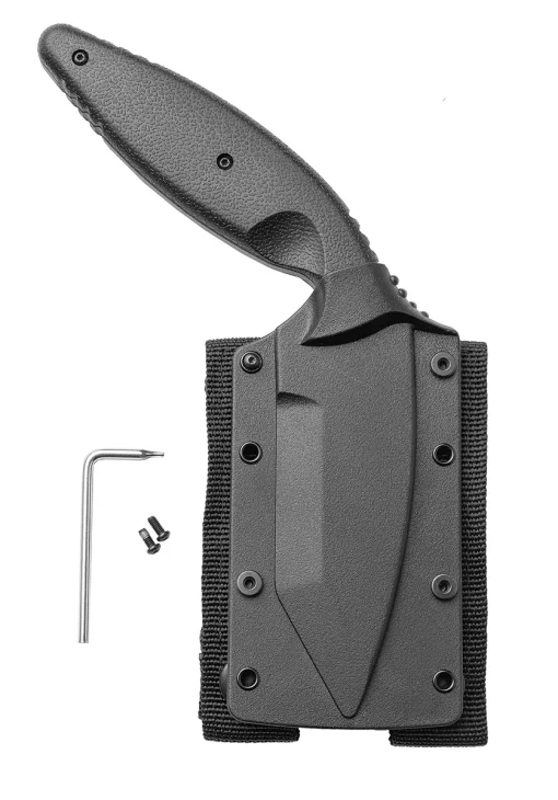 The knife comes with a tool for detaching the sheath straps as well as a couple of extra screws.