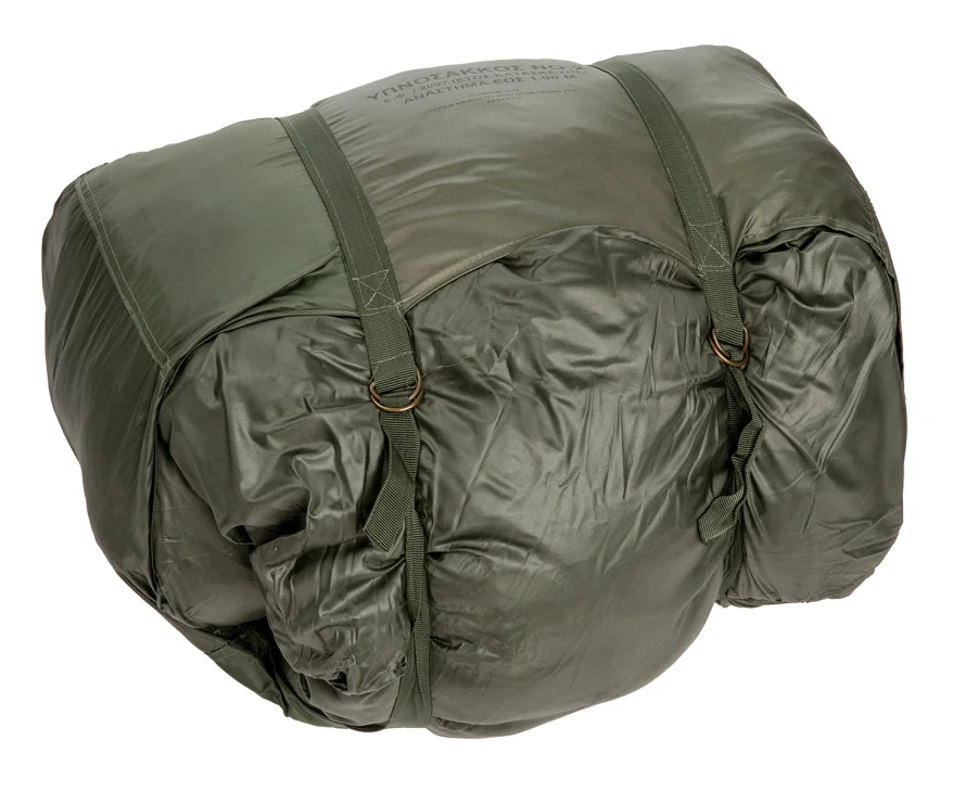 Packed inside the compression bag integrated into the sleeping bag.