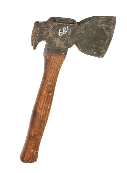 An axe, hammer, and a nail-pulling claw in the same package.