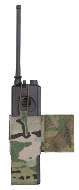 The pouch is designed for MBITR AN/PRC-148, Harris AN/PRC-152, and other similarly sized radios.