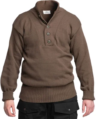 US 5-Button Sweater, OD Brown