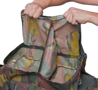 Side pouch models vary - here's the "suitcase style" pouch, but many rucks have a top-opening PLCE-style model instead.