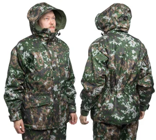 A size Medium Regular model with a size Medium Regular (750) jacket, with loads of warm stuff underneath.